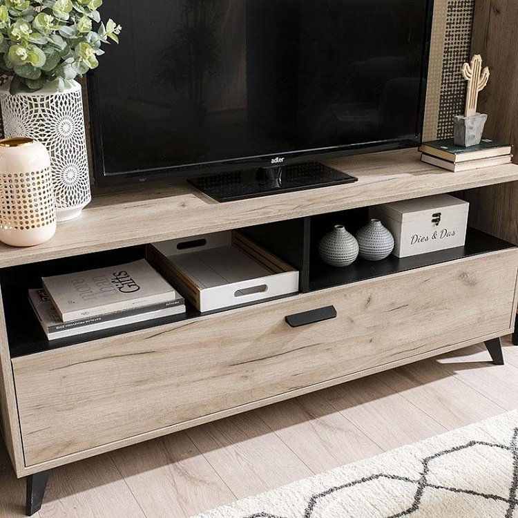 ΕΠΙΠΛΟ ΤΗΛΕΟΡΑΣΗΣ UMBRIA TV 140 GREY OAK-ΜΑΥΡΟ 137x40x58εκ 11008827