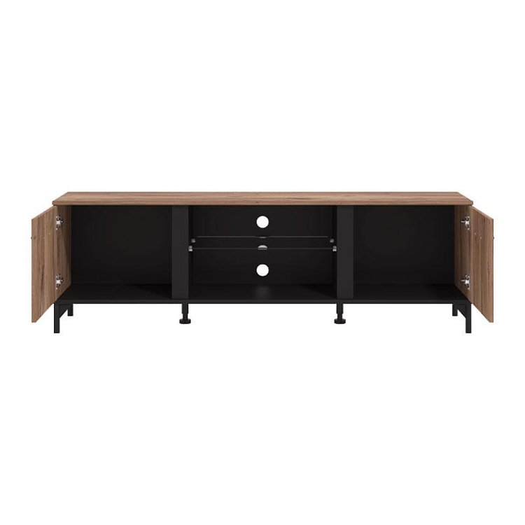 ΕΠΙΠΛΟ TV CORSICA 170 FLAGSTAFF OAK-ΜΑΥΡΟ 170,5x42x53,5εκ 11012001