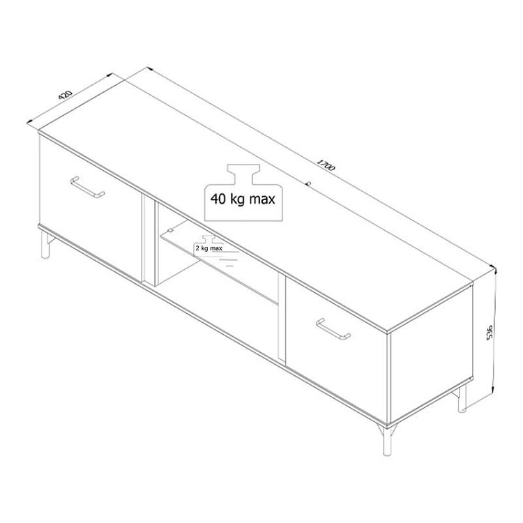 ΕΠΙΠΛΟ TV CORSICA 170 FLAGSTAFF OAK-ΜΑΥΡΟ 170,5x42x53,5εκ 11012001