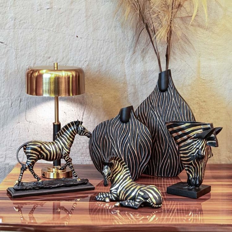 ΕΠΙΤΡΑΠΕΖΙΟ ΒΑΖΟ Fylliana "Zebra" ΜΑΥΡΟ-ΧΡΥΣΟ ΧΡΩΜΑ 21,5x13x25,5εκ 253-223-503
