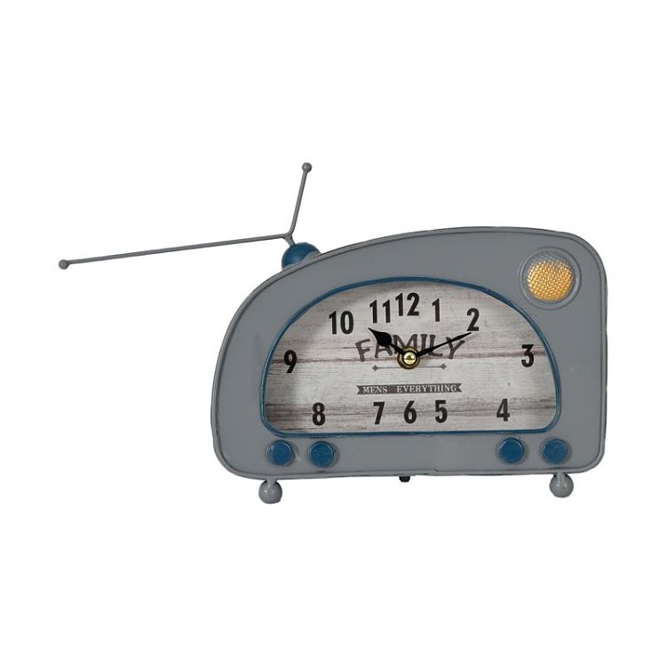 ΕΠΙΤΡΑΠΕΖΙΟ ΡΟΛΟΙ Fylliana "Vintage Radio" ΜΕΤΑΛΛΙΚΟ ΣΙΕΛ ΧΡΩΜΑ 22x8x16εκ sls 125-222-346