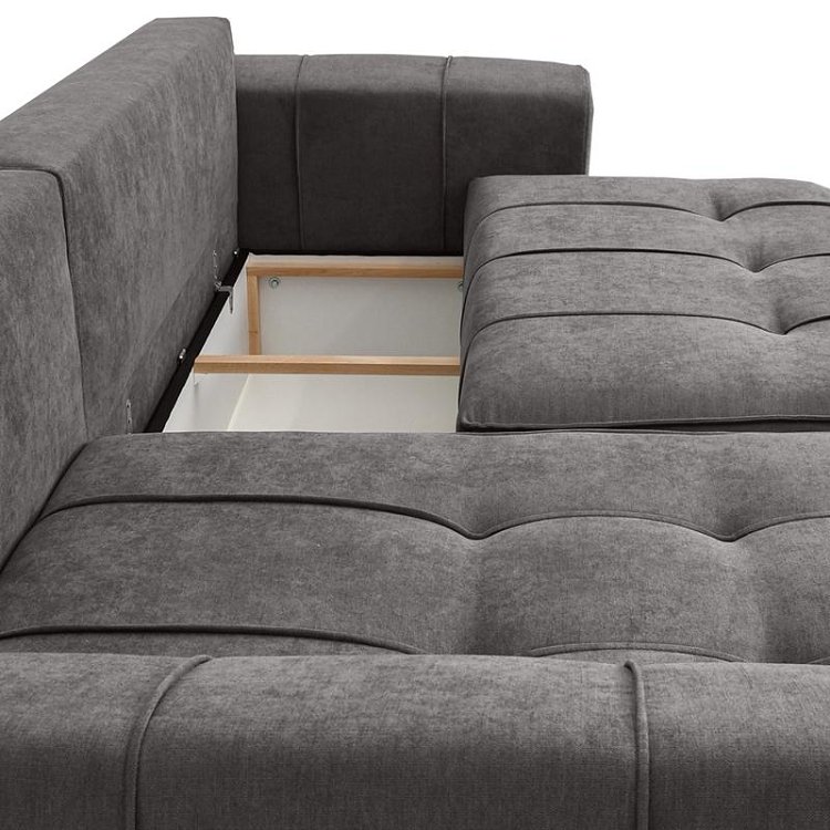 ΓΩΝΙΑΚΟΣ ΚΑΝΑΠΕΣ Fylliana Atlanta ΓΚΡΙ ΧΡΩΜΑ 265x190x95εκ 880-225-053