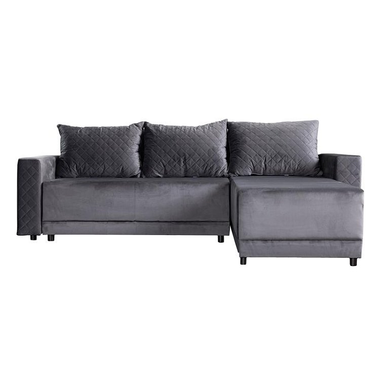 ΓΩΝΙΑΚΟΣ ΚΑΝΑΠΕΣ ΚΡΕΒΑΤΙ Lotos ΓΚΡΙ ΧΡΩΜΑ 237x168x80εκ 21045039