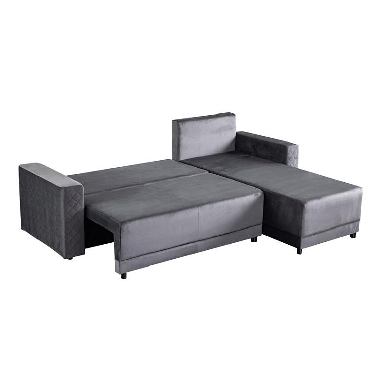 ΓΩΝΙΑΚΟΣ ΚΑΝΑΠΕΣ ΚΡΕΒΑΤΙ Lotos ΓΚΡΙ ΧΡΩΜΑ 237x168x80εκ 21045039