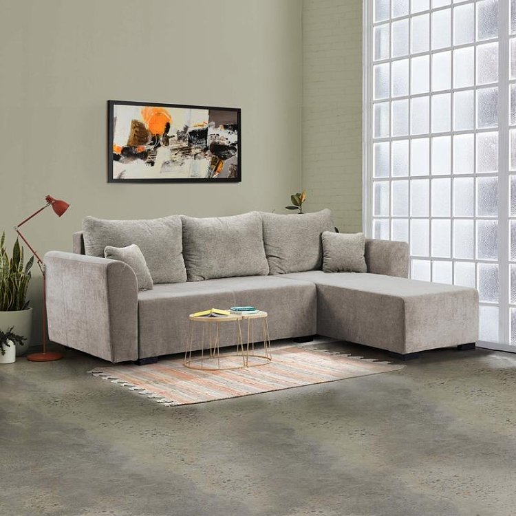 ΓΩΝΙΑΚΟΣ ΚΑΝΑΠΕΣ ΚΡΕΒΑΤΙ Migros ΜΠΕΖ ΧΡΩΜΑ 268x167x80εκ 21045242