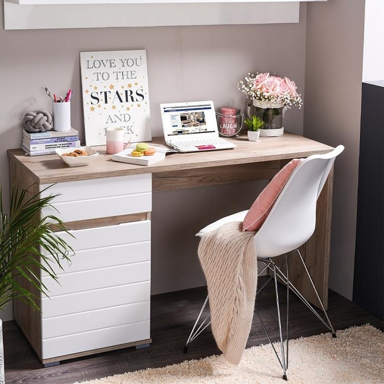 ΓΡΑΦΕΙΟ Elan GREY OAK/ΛΕΥΚΗ ΛΑΚΑ 130x50x75,5εκ 11008650