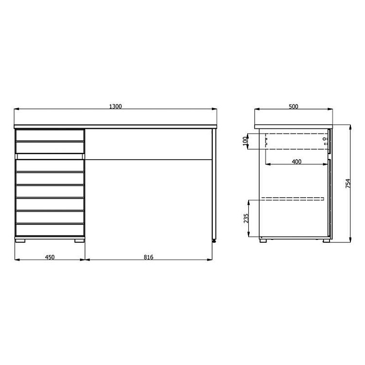 ΓΡΑΦΕΙΟ Elan GREY OAK/ΛΕΥΚΗ ΛΑΚΑ 130x50x75,5εκ 11008650