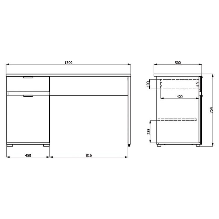 ΓΡΑΦΕΙΟ Jan SONOMA/ΛΕΥΚΟ 130x50x75,5εκ 11008655
