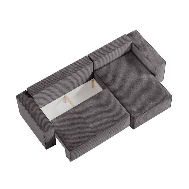 ΚΑΝΑΠΕΣ ΓΩΝΙΑ Fylliana New Isabella ΓΚΡΙ ΧΡΩΜΑ ΥΦΑΣΜΑΤΟΣ 270x160x90εκ 872-224-078