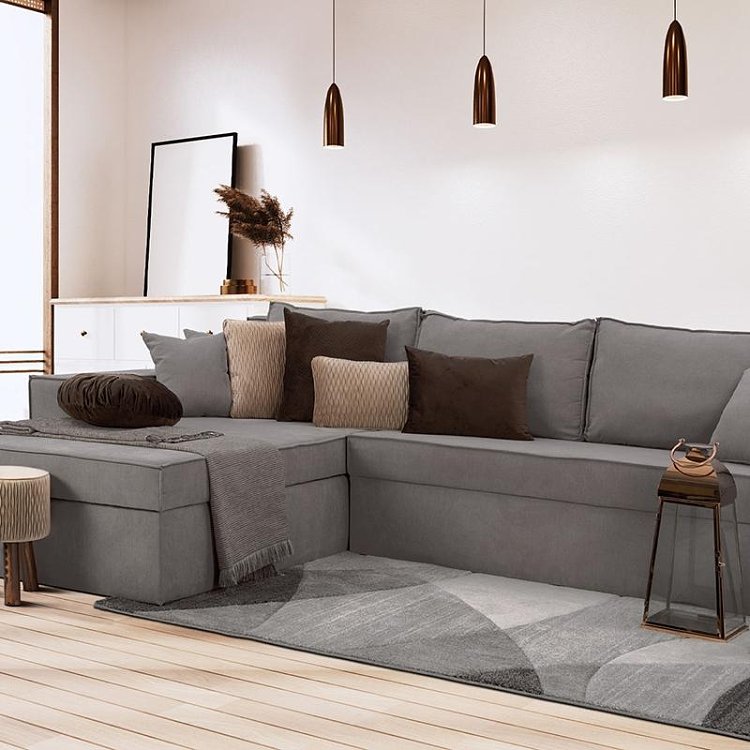 ΚΑΝΑΠΕΣ ΓΩΝΙΑ Fylliana OLYMP 23 ΓΚΡΙ 280x210x80εκ 872-92-005