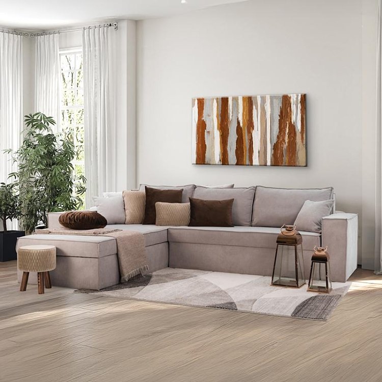 ΚΑΝΑΠΕΣ ΓΩΝΙΑ Fylliana OLYMP 3 TAUPE 280x210x80εκ 872-92-007