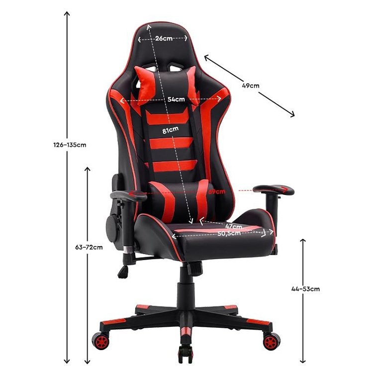 ΚΑΡΕΚΛΑ GAMING Fylliana SAR-1 ΜΑΥΡΟ-ΚΟΚΚΙΝΟ ΤΕΧΝΟΔΕΡΜΑ 64x53x135εκ 387-00-006