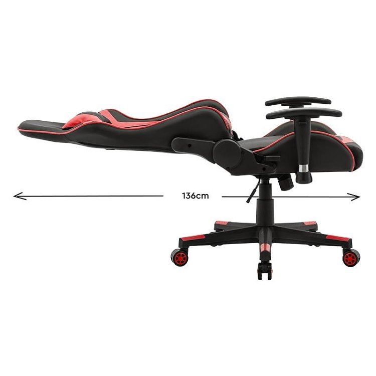 ΚΑΡΕΚΛΑ GAMING Fylliana SAR-1 ΜΑΥΡΟ-ΚΟΚΚΙΝΟ ΤΕΧΝΟΔΕΡΜΑ 64x53x135εκ 387-00-006