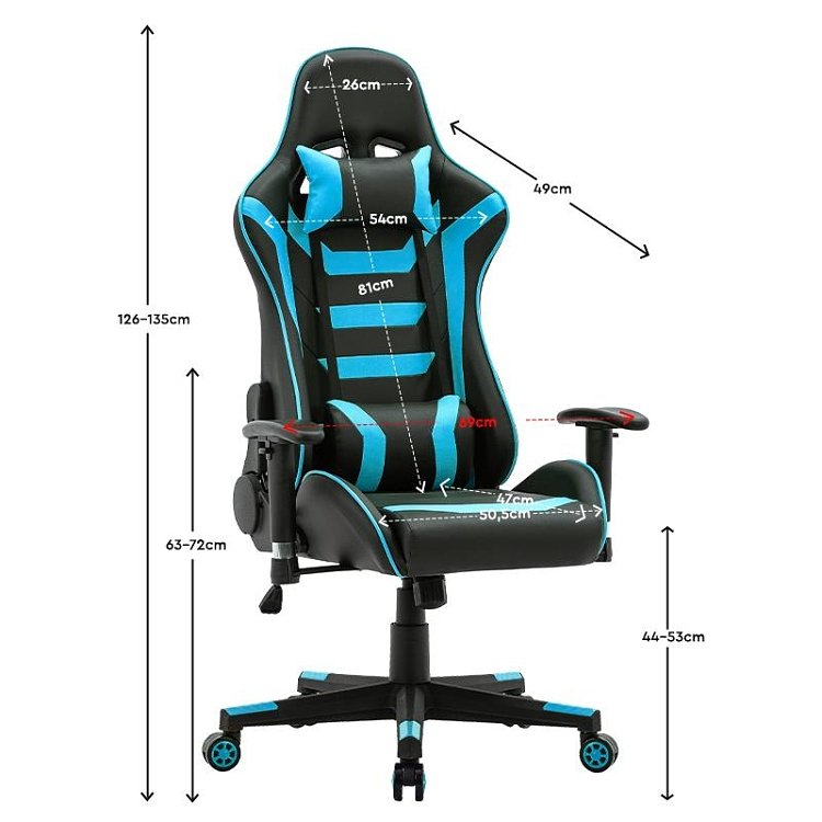 ΚΑΡΕΚΛΑ GAMING Fylliana SAR-1 ΜΑΥΡΟ-ΜΠΛΕ ΤΕΧΝΟΔΕΡΜΑ 64x53x135εκ 387-00-007