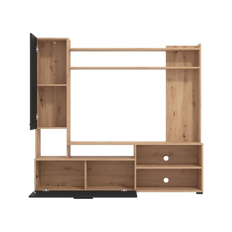 ΚΕΝΤΡΟ ΨΥΧΑΓΩΓΙΑΣ-ΣΥΝΘΕΣΗ BRAGA ARTISAN OAK-ΜΑΥΡΟ 168x35x157εκ 11011452