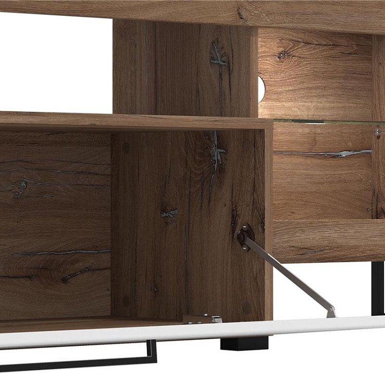 ΚΕΝΤΡΟ ΨΥΧΑΓΩΓΙΑΣ-ΣΥΝΘΕΣΗ CAEN FLAGSTAFF OAK-ΛΕΥΚΟ HIGH GLOSS FOIL 263x40x170εκ 11011916
