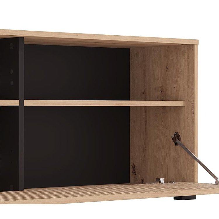 ΚΕΝΤΡΟ ΨΥΧΑΓΩΓΙΑΣ-ΣΥΝΘΕΣΗ CHANIA ARTISAN OAK-ARTISAN OAK ΜΕ ΜΑΥΡΕΣ ΓΡΑΜΜΕΣ-ΜΑΥΡΟ 196x33x140εκ xtrt 11013496