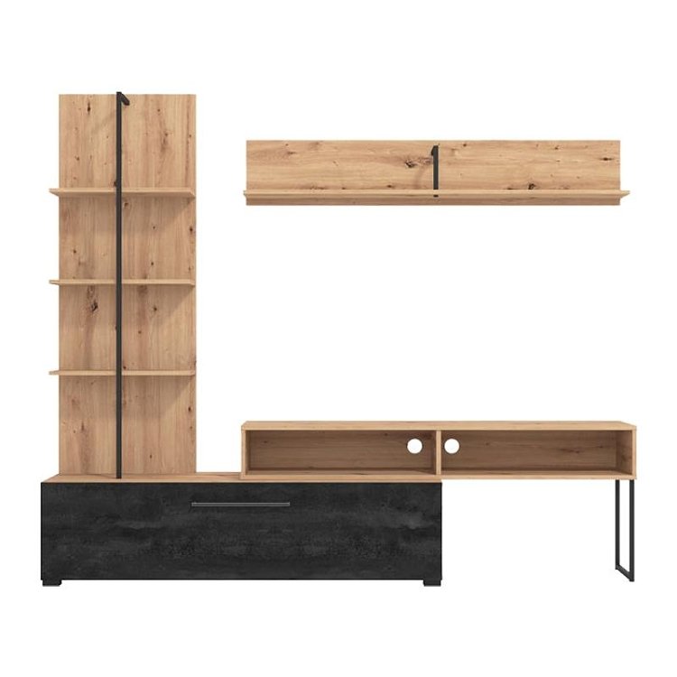 ΚΕΝΤΡΟ ΨΥΧΑΓΩΓΙΑΣ-ΣΥΝΘΕΣΗ EVORA ARTISAN OAK-CARBON 205x41x173εκ 11011202