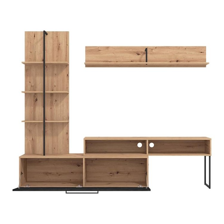 ΚΕΝΤΡΟ ΨΥΧΑΓΩΓΙΑΣ-ΣΥΝΘΕΣΗ EVORA ARTISAN OAK-CARBON 205x41x173εκ 11011202