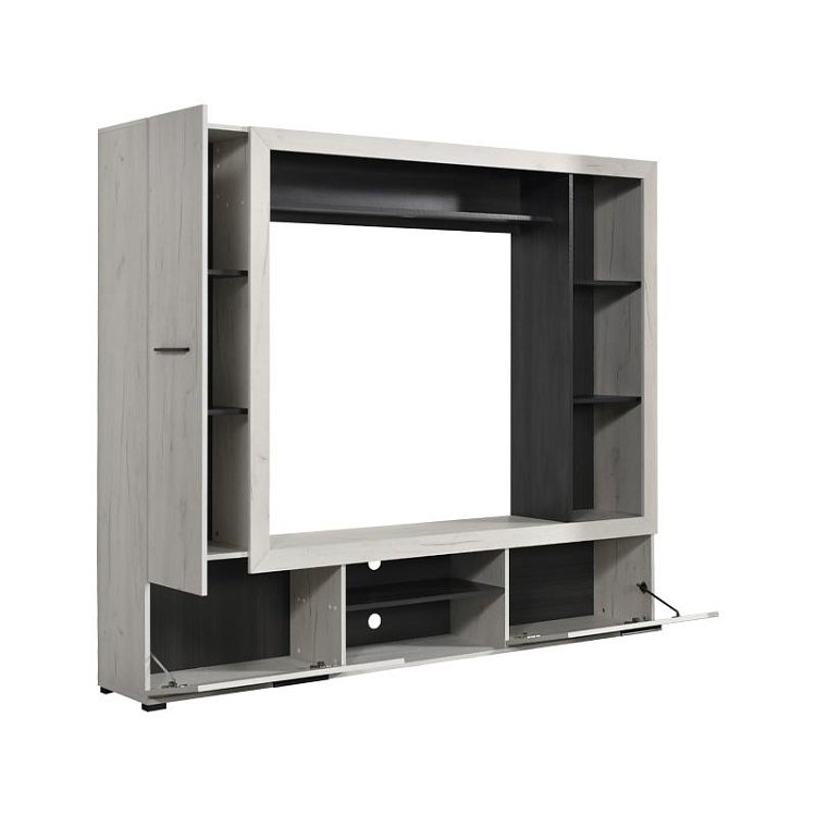 ΚΕΝΤΡΟ ΨΥΧΑΓΩΓΙΑΣ-ΣΥΝΘΕΣΗ LORCA WHITE OAK / ΜΑΥΡΟ 195.5x35x171.5εκ 11008353