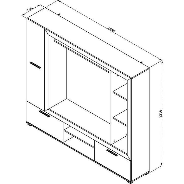 ΚΕΝΤΡΟ ΨΥΧΑΓΩΓΙΑΣ-ΣΥΝΘΕΣΗ LORCA WHITE OAK / ΜΑΥΡΟ 195.5x35x171.5εκ 11008353