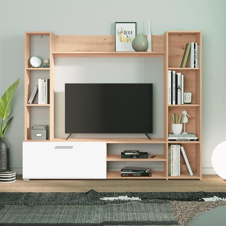 ΚΕΝΤΡΟ ΨΥΧΑΓΩΓΙΑΣ-ΣΥΝΘΕΣΗ MATARO ARTISAN OAK-ΛΕΥΚΟ 185x35x155εκ 11011444