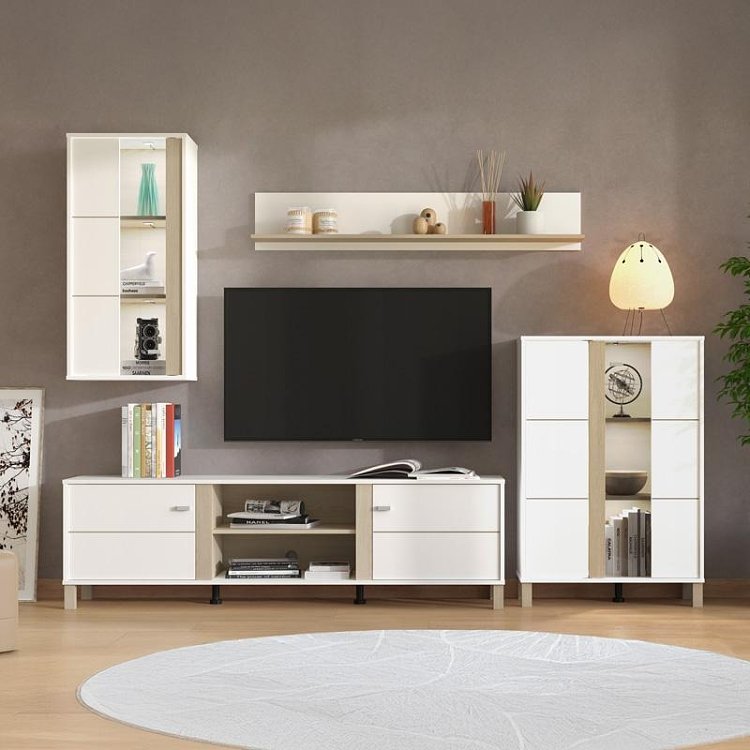 ΚΕΝΤΡΟ ΨΥΧΑΓΩΓΙΑΣ-ΣΥΝΘΕΣΗ PECKHAM ΛΕΥΚΟ-OAK 260x40x183εκ 11014594