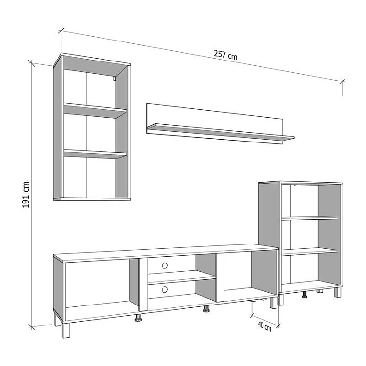 ΚΕΝΤΡΟ ΨΥΧΑΓΩΓΙΑΣ-ΣΥΝΘΕΣΗ PECKHAM ΛΕΥΚΟ-OAK 260x40x183εκ 11014594