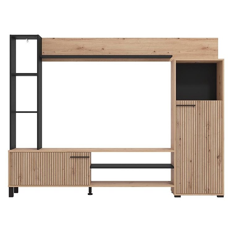 ΚΕΝΤΡΟ ΨΥΧΑΓΩΓΙΑΣ-ΣΥΝΘΕΣΗ RETIMNO ARTISAN OAK-ARTISAN OAK ΜΕ ΜΑΥΡΕΣ ΓΡΑΜΜΕΣ-ΜΑΥΡΟ 208x33x158εκ 11013492