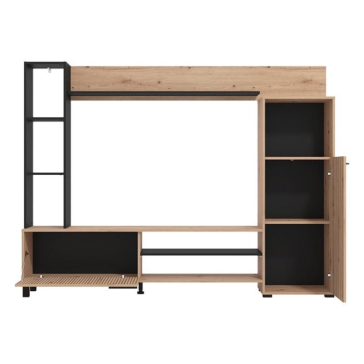 ΚΕΝΤΡΟ ΨΥΧΑΓΩΓΙΑΣ-ΣΥΝΘΕΣΗ RETIMNO ARTISAN OAK-ARTISAN OAK ΜΕ ΜΑΥΡΕΣ ΓΡΑΜΜΕΣ-ΜΑΥΡΟ 208x33x158εκ 11013492