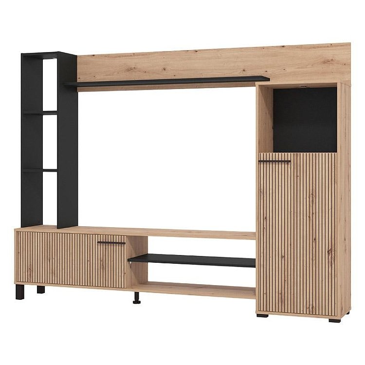 ΚΕΝΤΡΟ ΨΥΧΑΓΩΓΙΑΣ-ΣΥΝΘΕΣΗ RETIMNO ARTISAN OAK-ARTISAN OAK ΜΕ ΜΑΥΡΕΣ ΓΡΑΜΜΕΣ-ΜΑΥΡΟ 208x33x158εκ 11013492