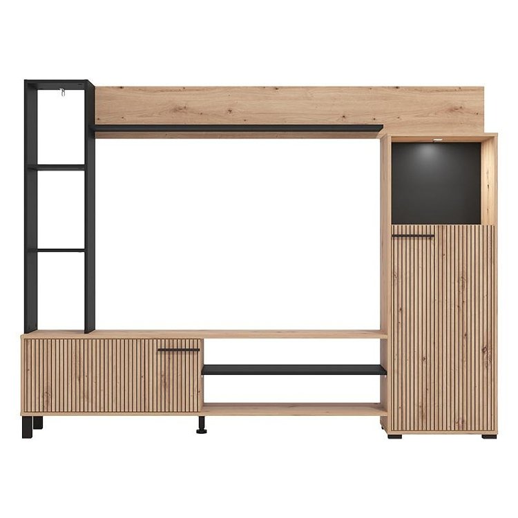 ΚΕΝΤΡΟ ΨΥΧΑΓΩΓΙΑΣ-ΣΥΝΘΕΣΗ RETIMNO ARTISAN OAK-ARTISAN OAK ΜΕ ΜΑΥΡΕΣ ΓΡΑΜΜΕΣ-ΜΑΥΡΟ 208x33x158εκ 11013492