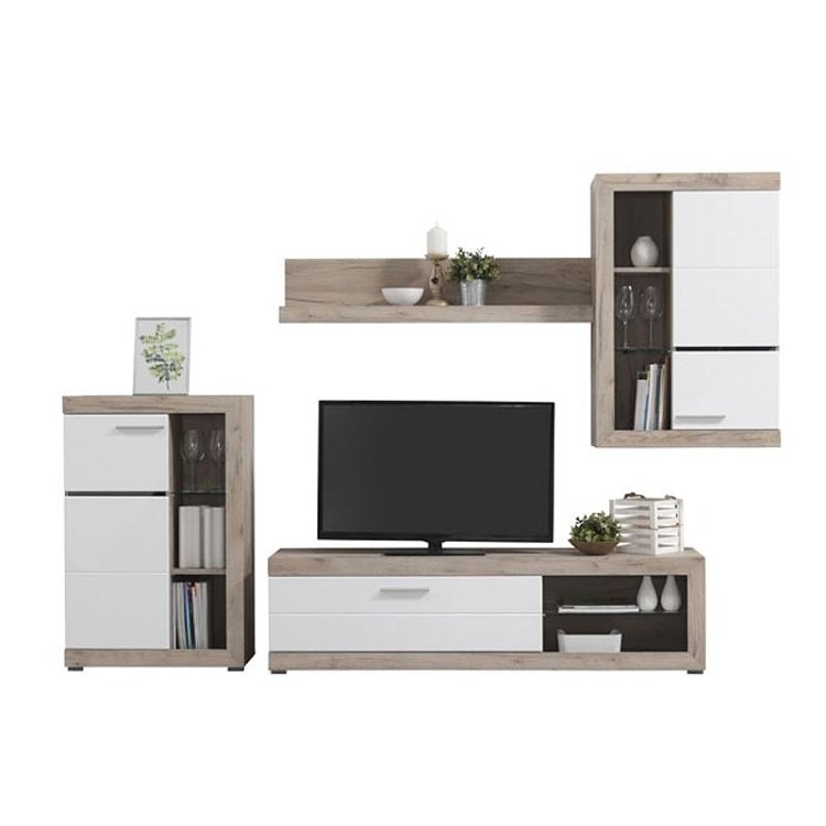 ΚΕΝΤΡΟ ΨΥΧΑΓΩΓΙΑΣ-ΣΥΝΘΕΣΗ ROSSO GREY OAK-ΛΕΥΚΗ ΛΑΚΑ 266x41x186εκ 11008773
