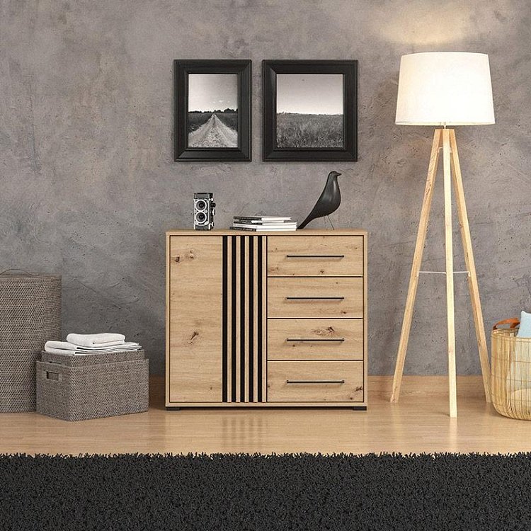 ΚΟΜΟΤΑ ASCALON 90 2K4F ARTISAN OAK-ΜΑΥΡΟ ΧΡΩΜΑ 93x40x82εκ 11013064