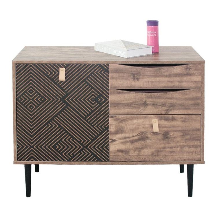 ΚΟΜΟΤΑ Fylliana "Home" ΜΑΥΡΟ ΜΕ GREY OAK 90x39.5x75εκ 271-00-022