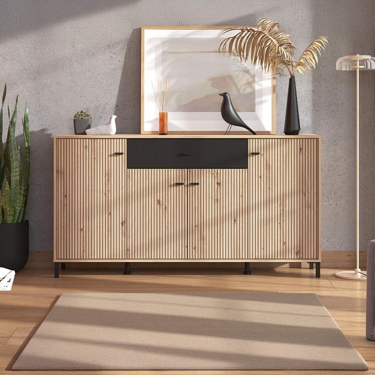 ΚΟΜΟΤΑ-ΜΠΟΥΦΕΣ AVIGNON 170 4K1F4V ARTISAN OAK-ΜΑΥΡΟ ΧΡΩΜΑ 170x40x90εκ 11014730