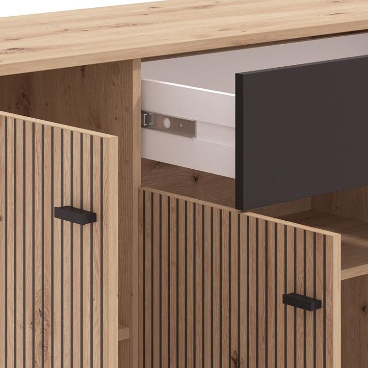 ΚΟΜΟΤΑ-ΜΠΟΥΦΕΣ AVIGNON 170 4K1F4V ARTISAN OAK-ΜΑΥΡΟ ΧΡΩΜΑ 170x40x90εκ 11014730