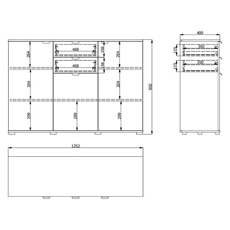ΚΟΜΟΤΑ-ΜΠΟΥΦΕΣ DUERO 3K2F ΛΕΥΚΟ ΧΡΩΜΑ 135x40x95εκ 11008304