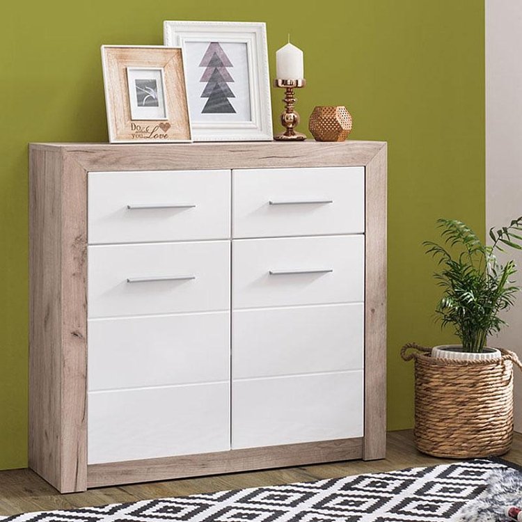 ΚΟΜΟΤΑ-ΜΠΟΥΦΕΣ Etna 2K2F Grey Oak-Λευκή Λάκα 93x35x90.5εκ 11008635