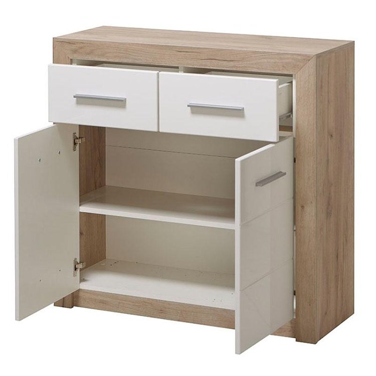 ΚΟΜΟΤΑ-ΜΠΟΥΦΕΣ Etna 2K2F Grey Oak-Λευκή Λάκα 93x35x90.5εκ 11008635