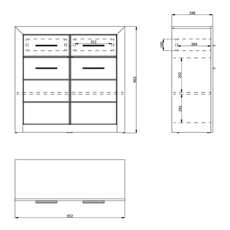 ΚΟΜΟΤΑ-ΜΠΟΥΦΕΣ Etna 2K2F Grey Oak-Λευκή Λάκα 93x35x90.5εκ 11008635