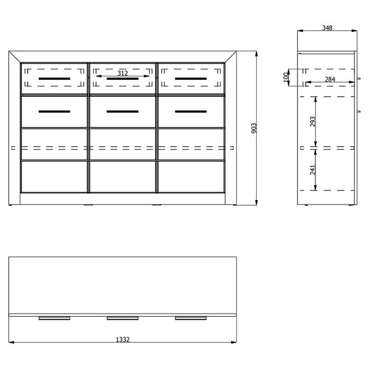 ΚΟΜΟΤΑ-ΜΠΟΥΦΕΣ Etna 3K3F Grey Oak - Λευκή Λάκκα 133x35x90.5εκ 11008634