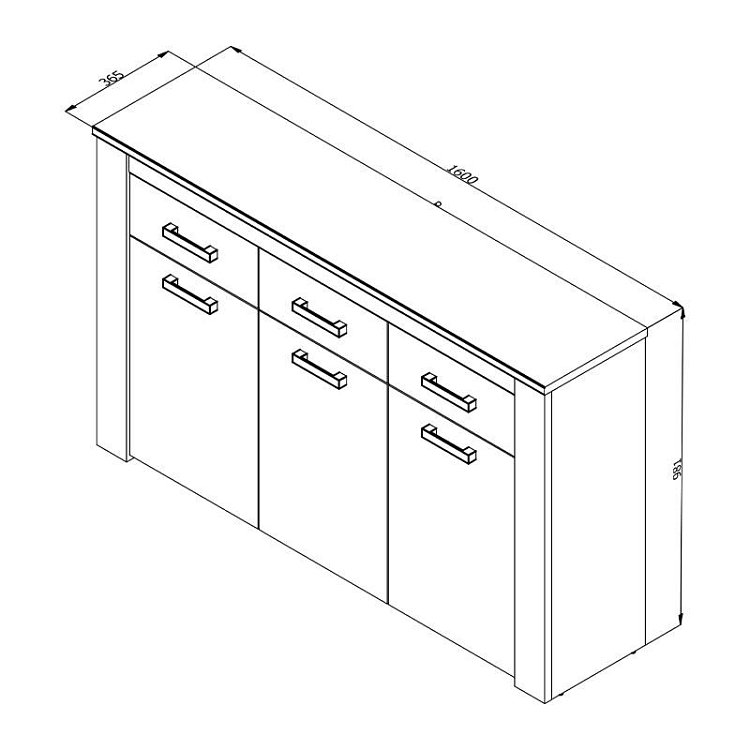 ΚΟΜΟΤΑ-ΜΠΟΥΦΕΣ Kent 160 3Κ3F GREY OAK/WHITE OAK 160x37x98εκ knt 11008627