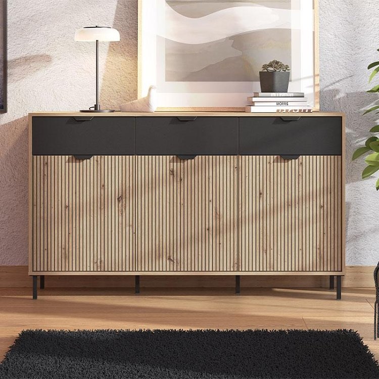 ΚΟΜΟΤΑ-ΜΠΟΥΦΕΣ MAYENNE 3K3F ARTISAN OAK-ΜΑΥΡΟ MAT 157x40x93εκ 11013359