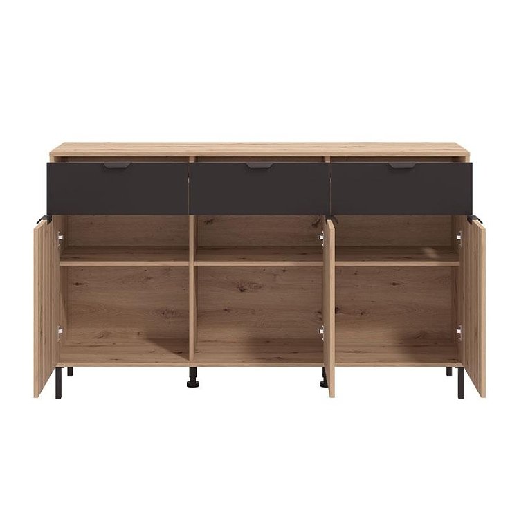 ΚΟΜΟΤΑ-ΜΠΟΥΦΕΣ MAYENNE 3K3F ARTISAN OAK-ΜΑΥΡΟ MAT 157x40x93εκ 11013359