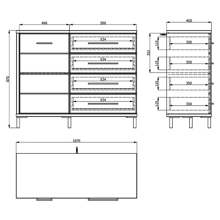 ΚΟΜΟΤΑ-ΜΠΟΥΦΕΣ MONDEGO 2K4F ARTISAN-ΛΕΥΚΗ ΛΑΚΑ 108x40x87εκ 11011192