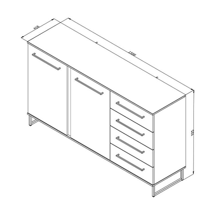 ΚΟΜΟΤΑ-ΜΠΟΥΦΕΣ SARDINIA 3K4F ARTISAN OAK / ΜΑΥΡΟ 159x42x92.5εκ srd 11008230