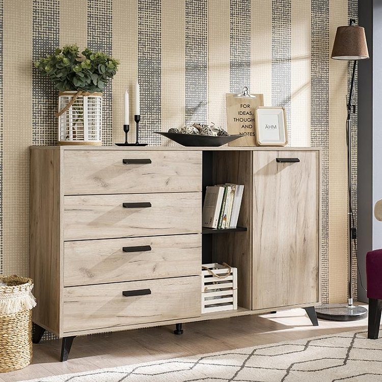 ΚΟΜΟΤΑ-ΜΠΟΥΦΕΣ UMBRIA 3K4F GREY OAK-ΜΑΥΡΟ 137x40x90εκ 11008659