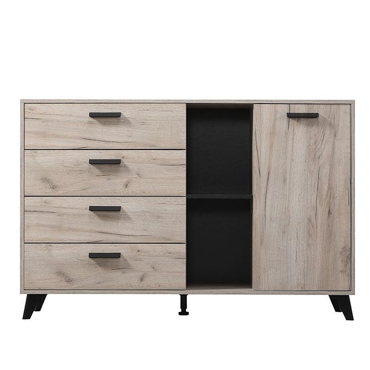 ΚΟΜΟΤΑ-ΜΠΟΥΦΕΣ UMBRIA 3K4F GREY OAK-ΜΑΥΡΟ 137x40x90εκ 11008659