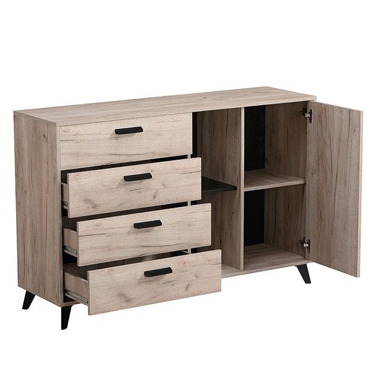 ΚΟΜΟΤΑ-ΜΠΟΥΦΕΣ UMBRIA 3K4F GREY OAK-ΜΑΥΡΟ 137x40x90εκ 11008659